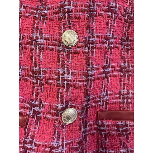 G By Giuliana Timeless Tweed Black Label Raw Hem Jacket Size L Hot Pink Barbie - Picture 9 of 12
